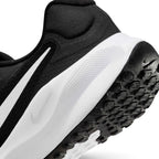 Highlights the "unreal" clean finish where the textured white foam midsole meets the generative lugged rubber outsole tread and subtle debossed mini Swoosh branding.