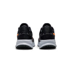 Rear view of the sneakers emphasising the supportive heel counters, subtle contrast stitching details, and the curved Wolf Grey sole geometry.