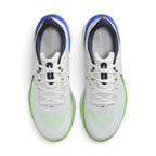 Highlighting the symmetrical central lacing throat, flat white laces, plush padded tongue with Nike Vomero 17 branding, padded collar lining, and cushioned blue sockliner, demonstrating the upper template constructed for a comfortable "locked-in" fit.