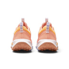 Rear-facing perspective focusing on the structured heel counters, vertical webbing pull loops adorned with outdoor icons, and the curved base of the rugged outsole.