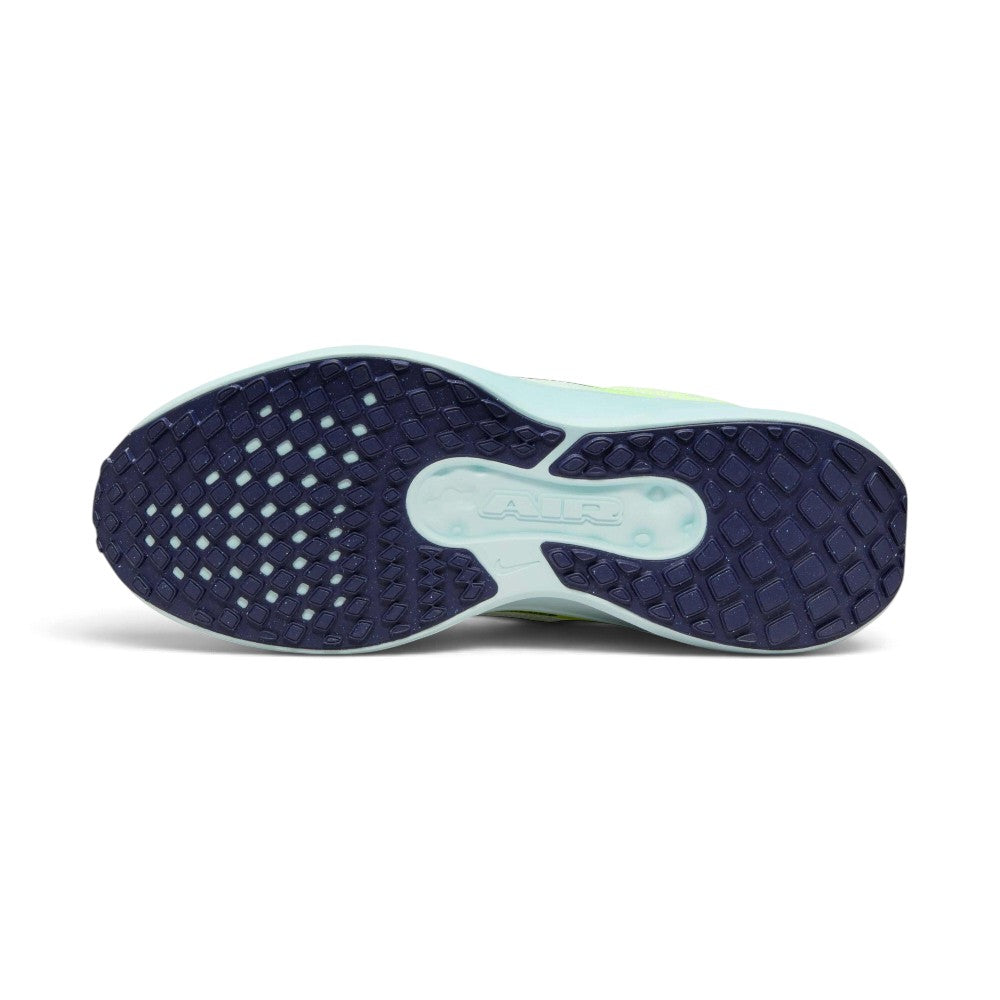 Bottom profile of the running shoe displaying the Waffle-inspired rubber outsole pattern designed for reliable multi-surface road traction.