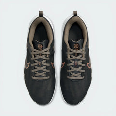 Top-Down View of Pair: Looking down at the charcoal lacing system and the breathable dark mesh forefoot.