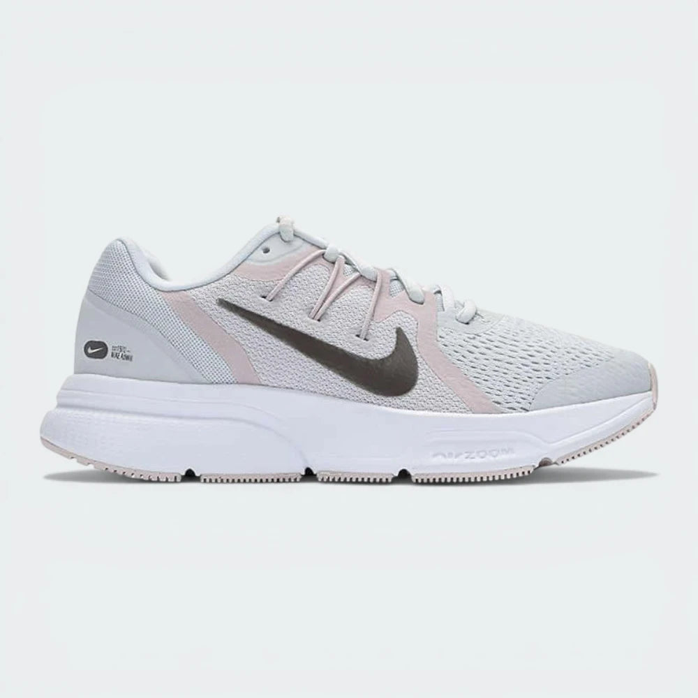 Side Profile Image: The Photon Dust Zoom Span 3, highlighting the Metallic Pewter Swoosh and the chunky, cushioned midsole.