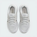 Top-Down View of Pair: Looking down at the grey lacing system and the breathable mesh texture of the toe box.