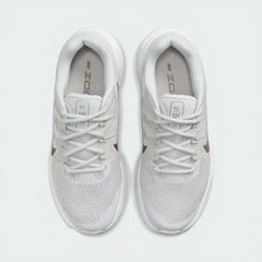 Top-Down View of Pair: Looking down at the grey lacing system and the breathable mesh texture of the toe box.