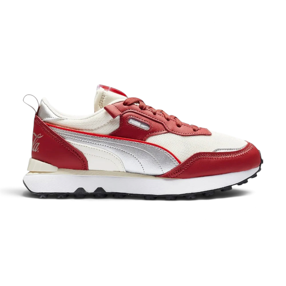 Highlights the high-velocity silver Formstrip and the professional depth of the "Intense Red" leather.