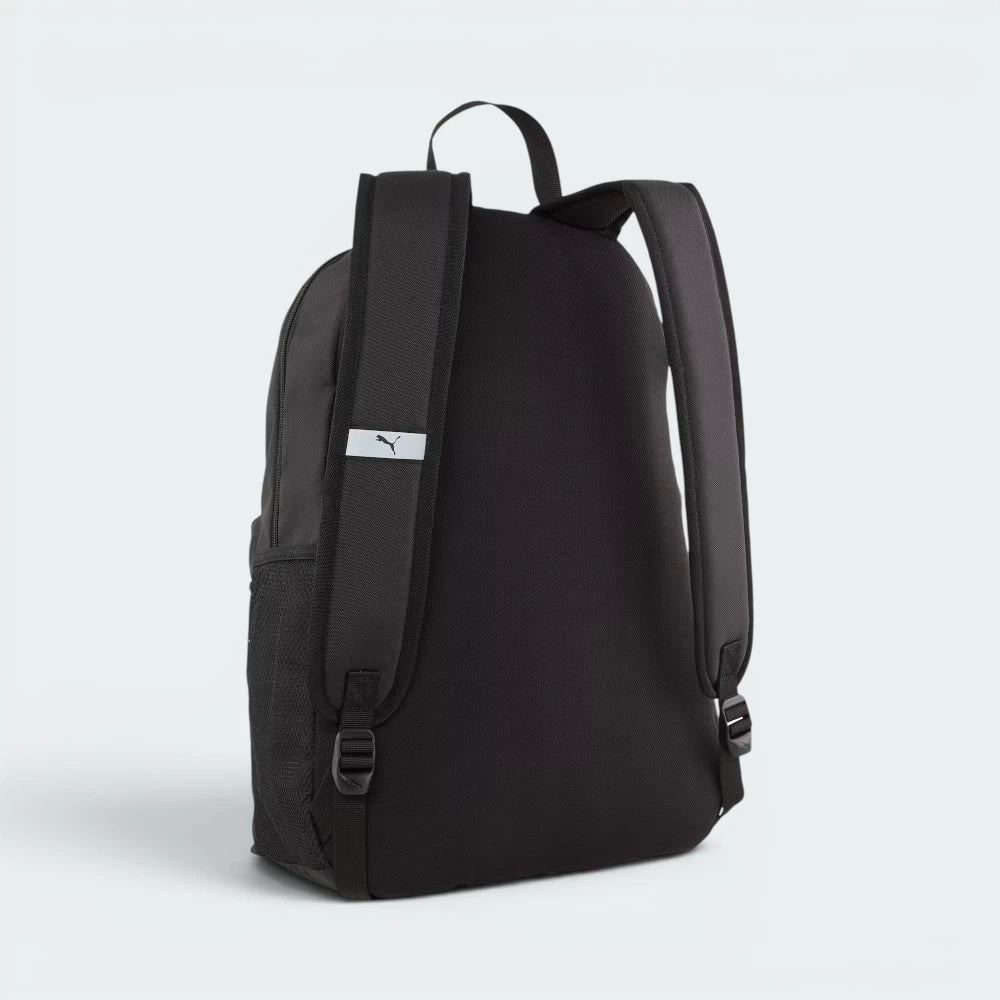 Focuses on the padded back panel and the professional adjustable strap system.
