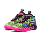 Emphasising the locked-in mid-top silhouette and the professional "Neon" colour depth.