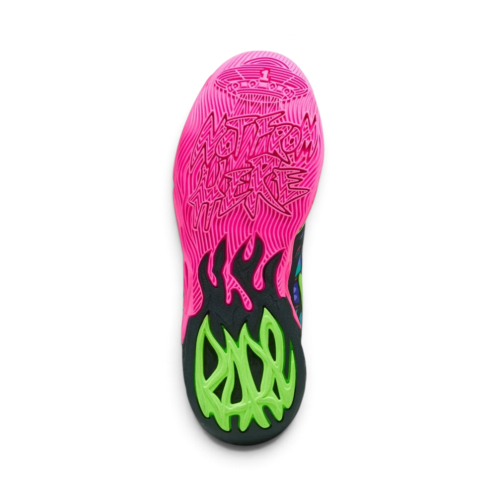 Displays the technical rubber tread designed for unreal on-court grip and durability.