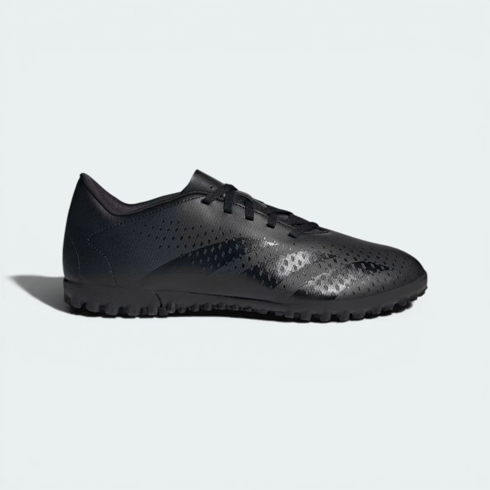 Side profile of the Core Black Predator Accuracy, highlighting the textured upper and the white Three Stripes branding. Main image
