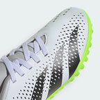 Focuses on the structured heel cup counter and the professional finish of the printed adidas performance logos.