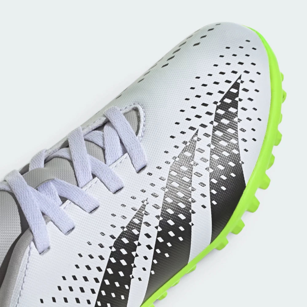 Focuses on the structured heel cup counter and the professional finish of the printed adidas performance logos.
