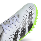 Focuses on the structured heel cup counter and the professional finish of the printed adidas performance logos.
