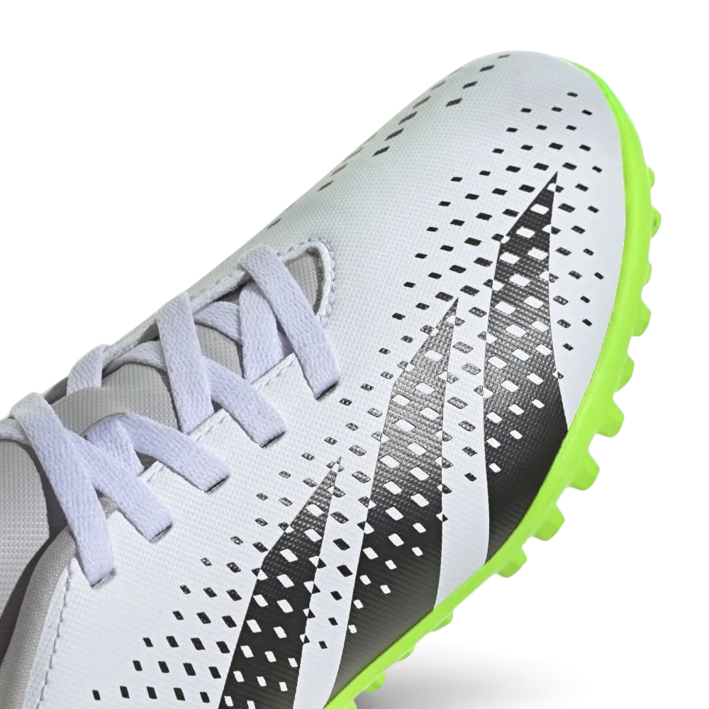 Focuses on the structured heel cup counter and the professional finish of the printed adidas performance logos.