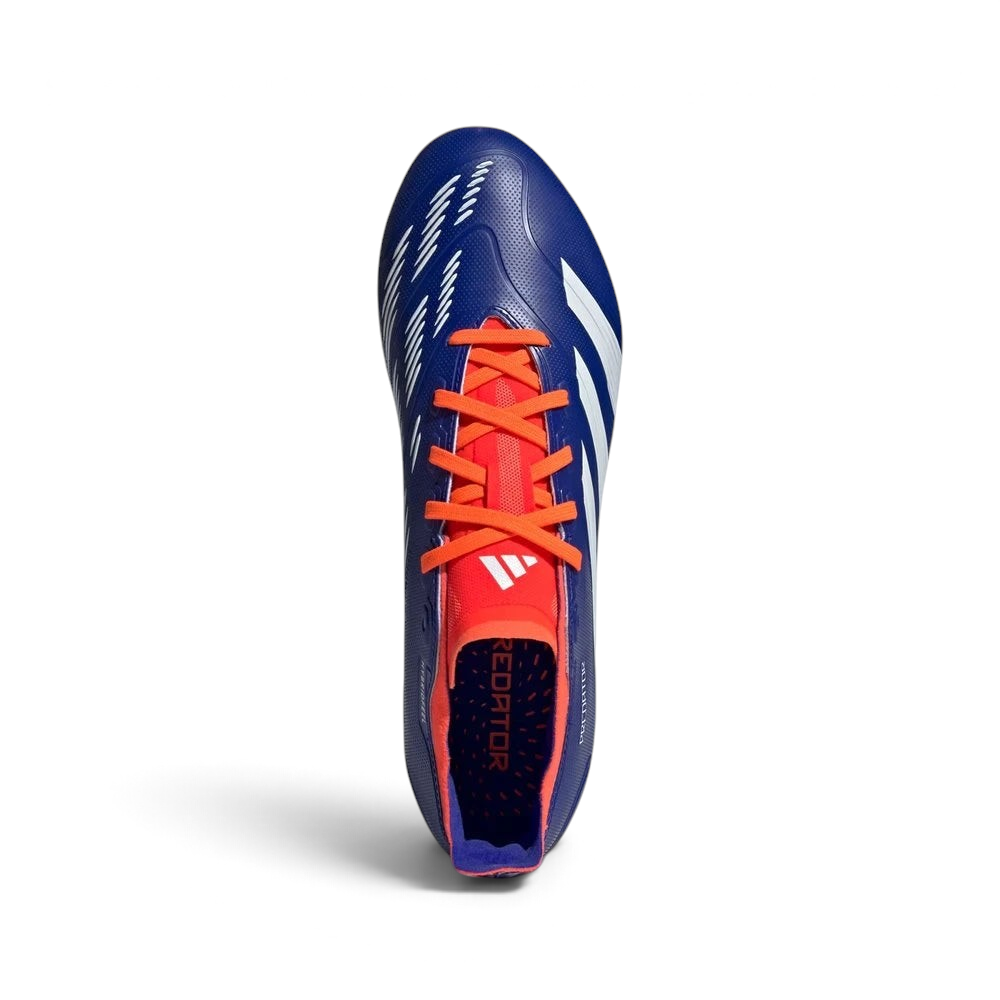 Top-Down View of Pair: Looking down at the blue lacing system and the intricate 3D texture across the Hybridfeel upper.