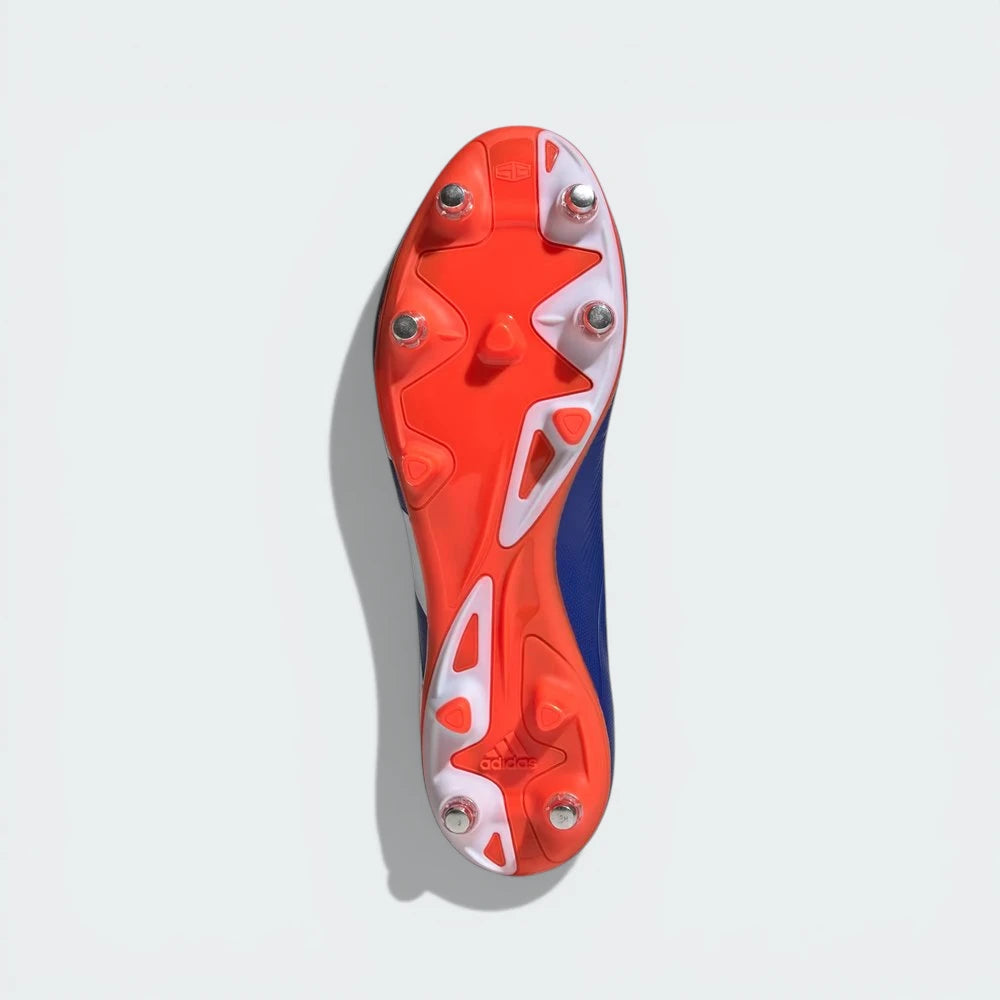 Outsole View: Showing the six-stud soft ground plate and the combination of fixed and removable metal studs.