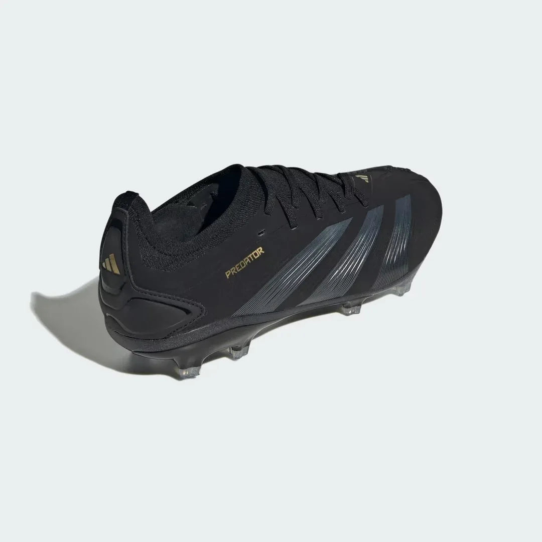 Rear view of the Adidas Predator Pro FG men's boots, focusing on the structured heel and branding.