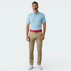 model wearing the red side of the belt