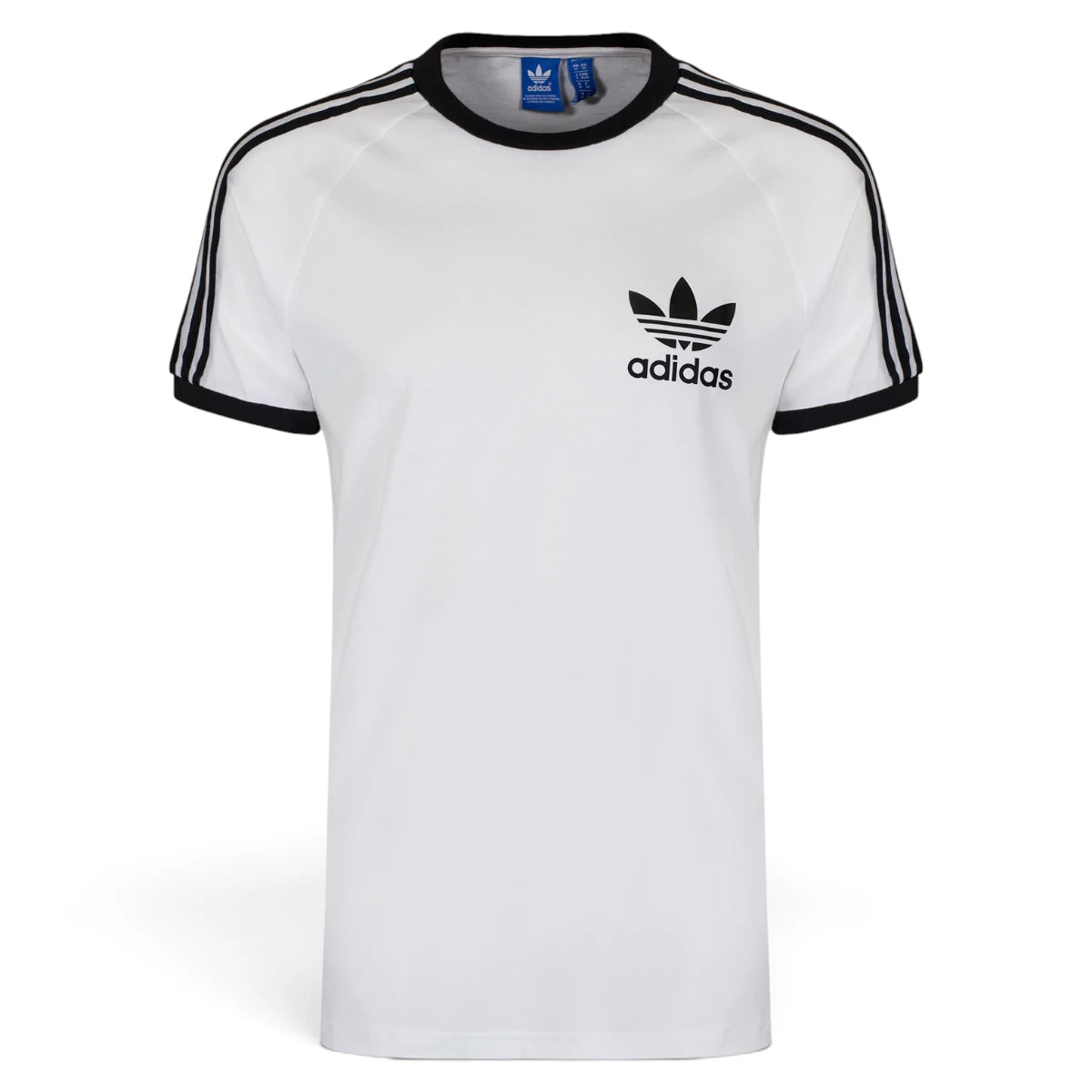 Flat Lay View: Studio front view of the t-shirt laid flat, showcasing the clean proportions, crisp white cotton body, and balanced placement of the left-chest Trefoil logo.    Main image