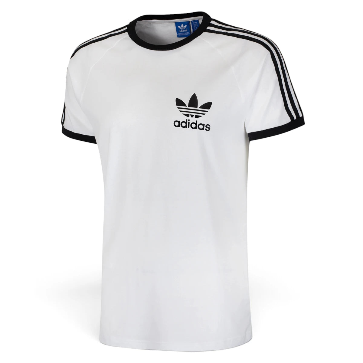 Angle View Showing Details Side by Side: Angled front-three-quarter perspective capturing the texture of the cotton single jersey, the black collar binding, and the structured raglan sleeve fit.   