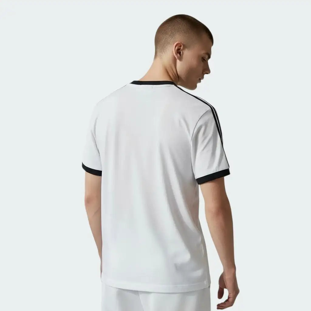 Adidas California T-Shirt Men's in white, back view showcasing the plain design and the fabric texture.
