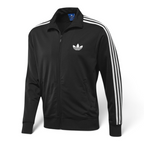 Highlights the high-velocity sweep of the continuous crisp White 3-Stripes tracking cleanly down the Black arm, showing the professional, smooth-glaze finish of the premium tricot fabric blend.