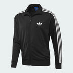 Highlights the high-velocity sweep of the continuous crisp White 3-Stripes tracking cleanly down the Black arm, showing the professional, smooth-glaze finish of the premium tricot fabric blend.