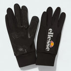 Ellesse Daxo Touchscreen Gloves in black, front view showing the comfortable knit material and the Ellesse logo on the back of the hand.