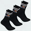 Three Ellesse Vulloni Men's Sport Crew Socks in black side profile, showing their full length, sole cushioning, and branding.