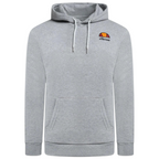Ellesse Toce Overhead Hoodie Men's in light grey, front view showing the hood, kangaroo pocket, and Ellesse logo on the chest.