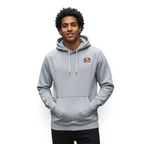 Ellesse Toce Overhead Hoodie Men's in light grey, worn by a model with hands inside the kangaroo pockets