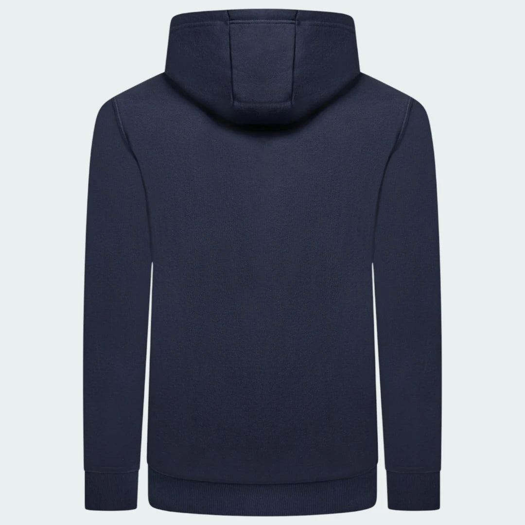 Ellesse Toce Overhead Hoodie Men's in navy, back view showcasing the plain design and the hood.