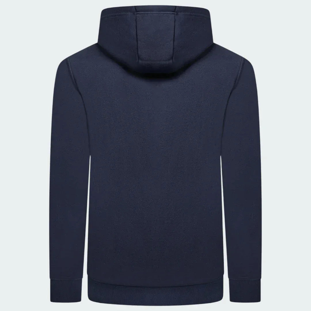 Ellesse Toce Overhead Hoodie Men's in navy, back view showcasing the plain design and the hood.