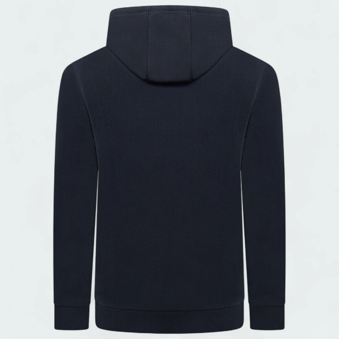 Ellesse Miletto Full-Zip Hoodie Men's in black, back view showcasing the plain design and the hood.