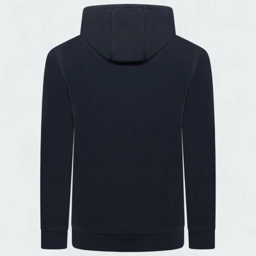 Ellesse Miletto Full-Zip Hoodie Men's in black, back view showcasing the plain design and the hood.