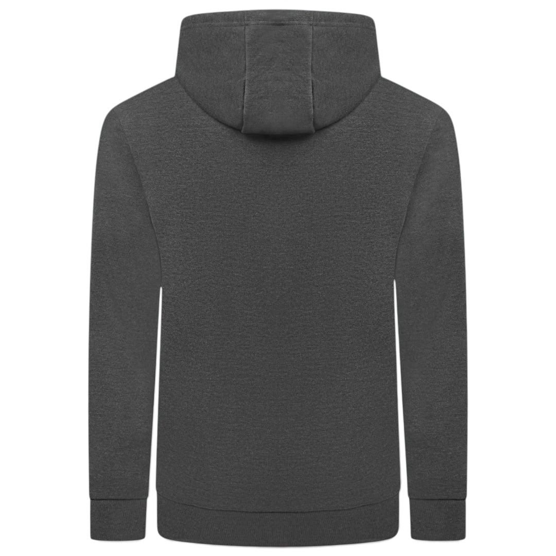 Ellesse Toce Overhead Hoodie Men's in charcoal, back view showcasing the plain design and the hood.