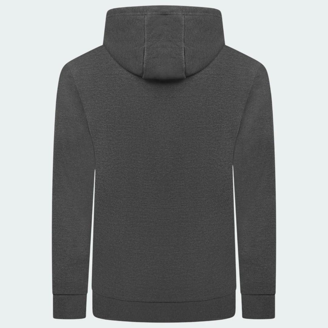 Ellesse Toce Overhead Hoodie Men's in charcoal, back view showcasing the plain design and the hood.