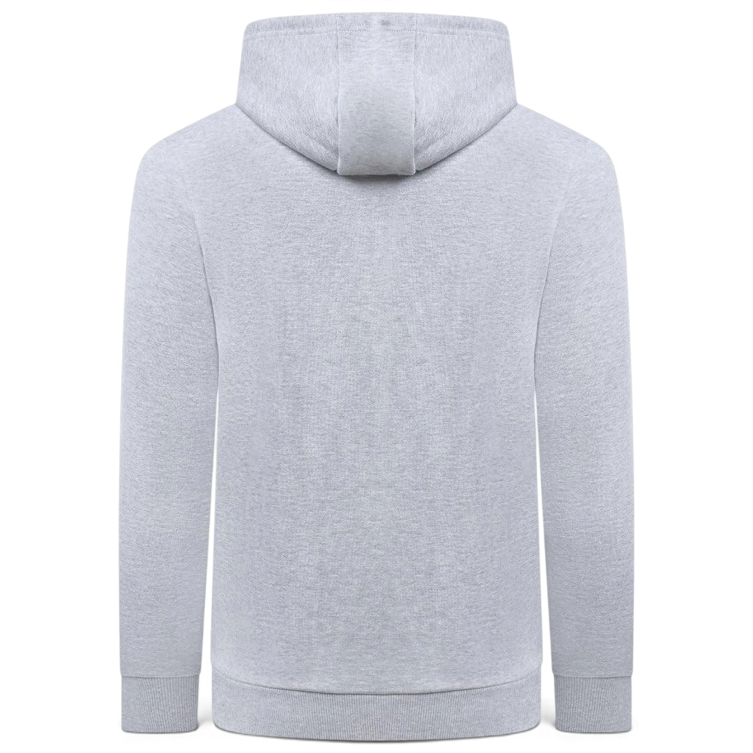 Ellesse Miletto Full-Zip Hoodie Men's in light grey, back view showcasing the plain design and the hood.