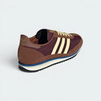 Focuses on the leather heel tab and the professional finish of the EVA midsole wedge.