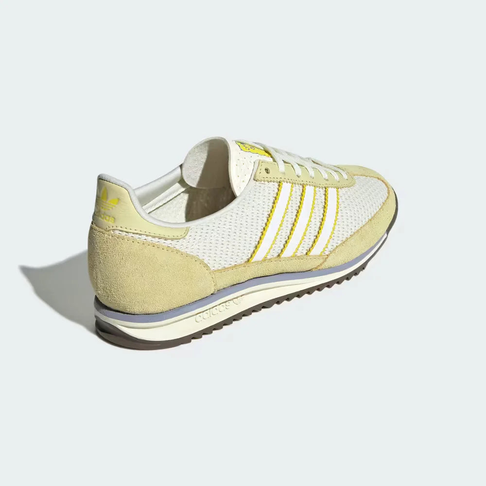 Focusing on the Power Yellow heel tab and the streamlined EVA midsole wedge.