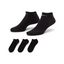 The Black lightweight no-show sock, highlighting the low-cut ankle line and the high-contrast white Nike Swoosh.