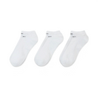 Looking down at the three pairs laid out, showcasing the uniform white knit and the ribbed arch band detail.