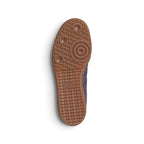 Outsole View: Bottom-down view of the amber gum rubber outsole, showcasing the iconic tread pattern, pivot circles, and central embossed adidas branding block.   