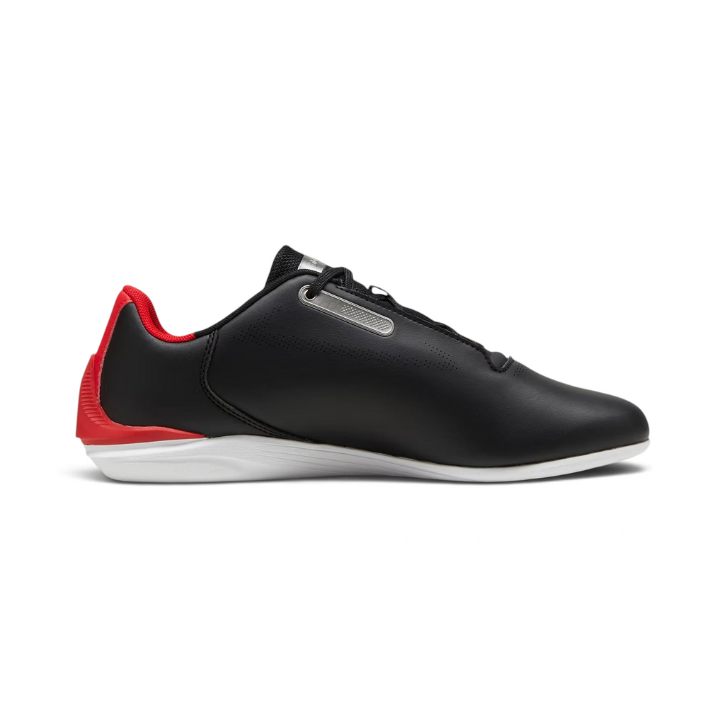 Highlights the high-velocity "Rosso Corsa" accents on the inside with a clean synthetic leather finish
