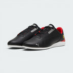 Emphasising the locked-in low-cut collar and the professional "PUMA Black" colour depth.