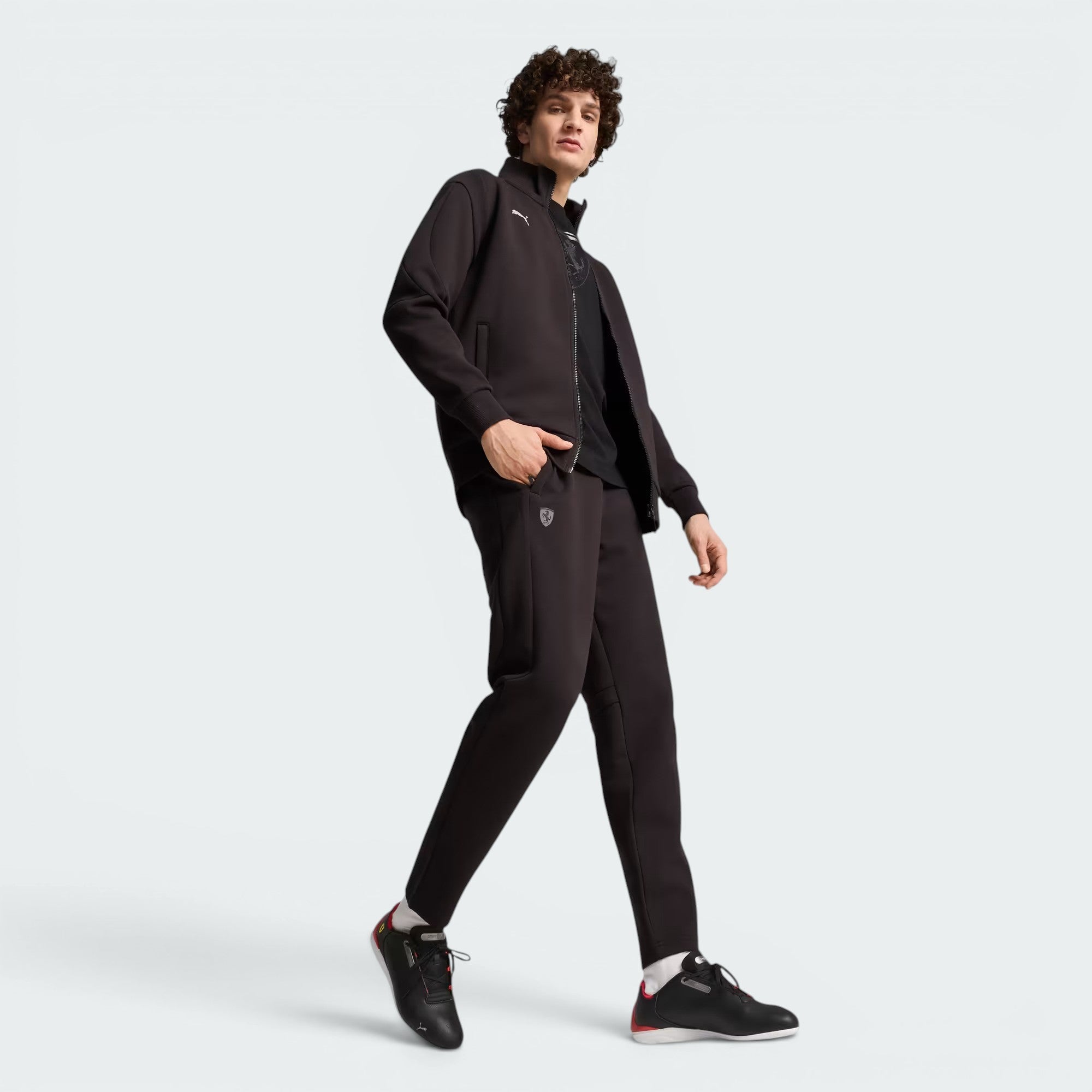 Model wearing the sleek design the Puma Ferrari Drift cat