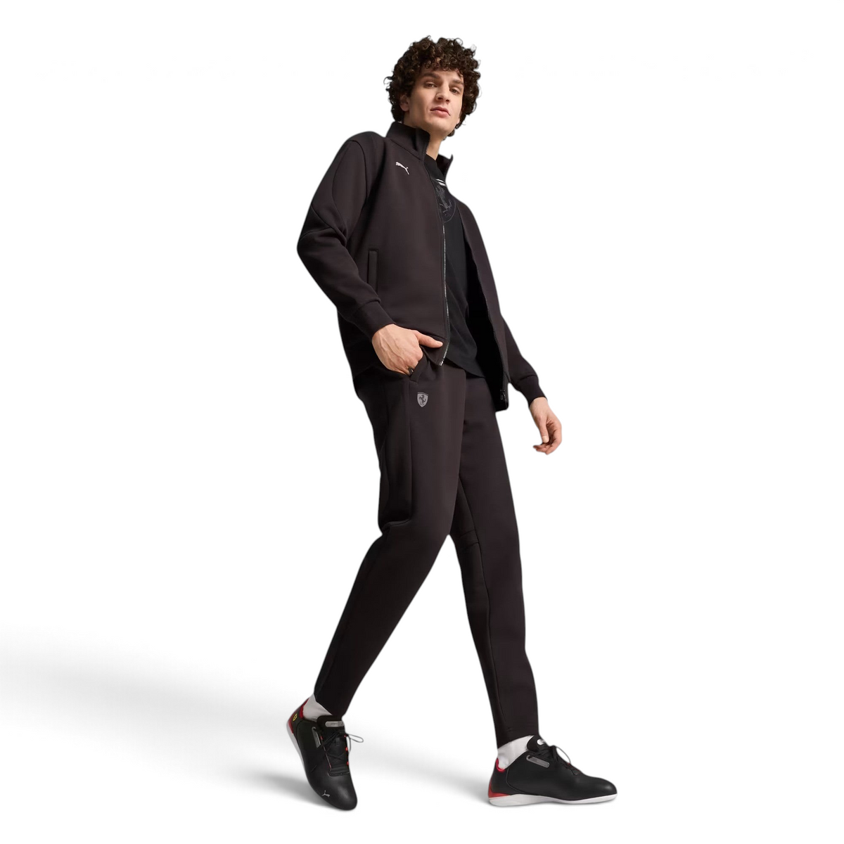 Model wearing the sleek design the Puma Ferrari Drift cat
