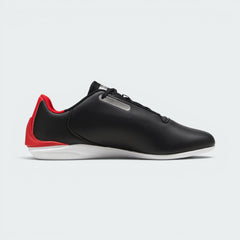 Highlights the high-velocity "Rosso Corsa" accents on the inside with a clean synthetic leather finish