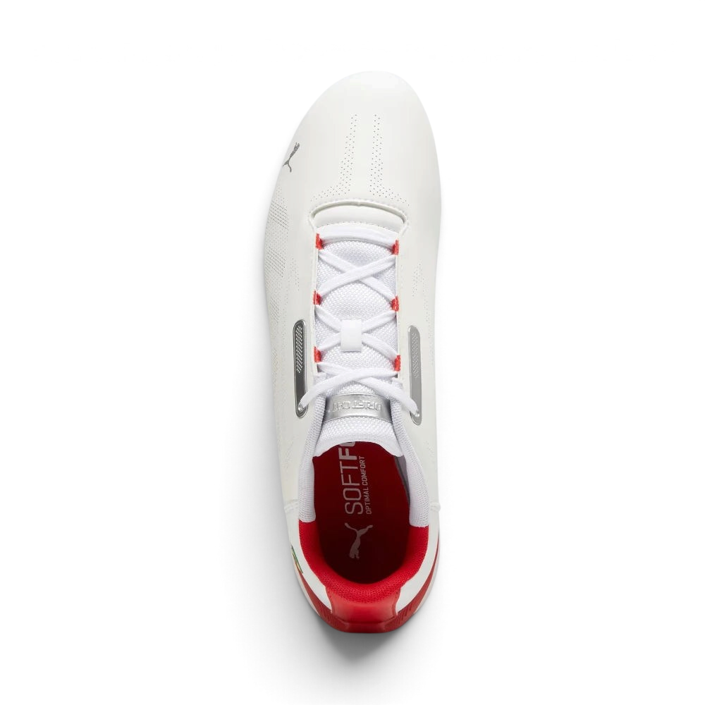 Focuses on the locked-in lace closure layout, the clean central tongue branding, and the high-definition perforated texturing over the toe box.