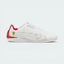 Highlights the high-velocity Race Red PUMA Formstrip slashing across the professional depth of the PUMA White synthetic upper and the embedded Ferrari Scudetto badge shield.